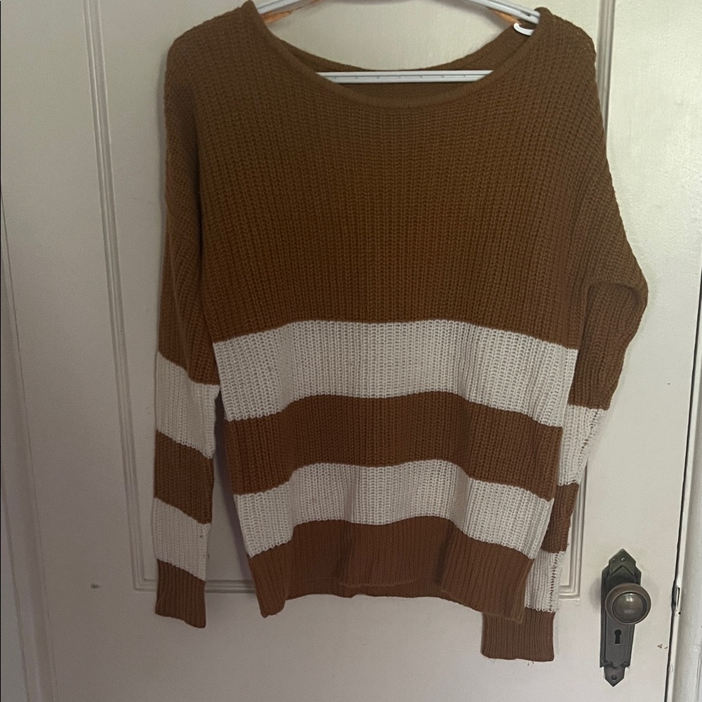 Striped Brown and White Women's Sweater